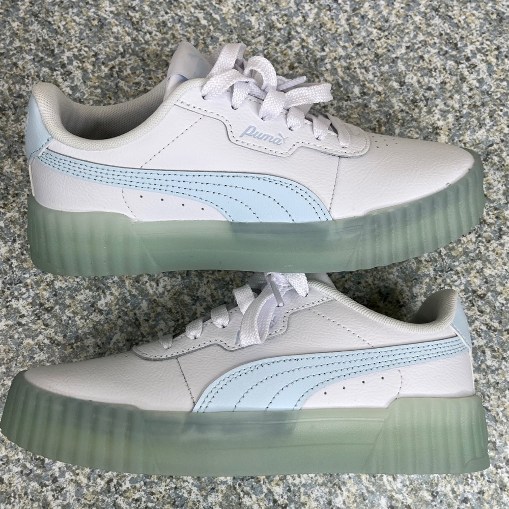 Puma Cali Star Glitz Kids Sneakers 4.5 White Light Blue Green Platform 403106-01